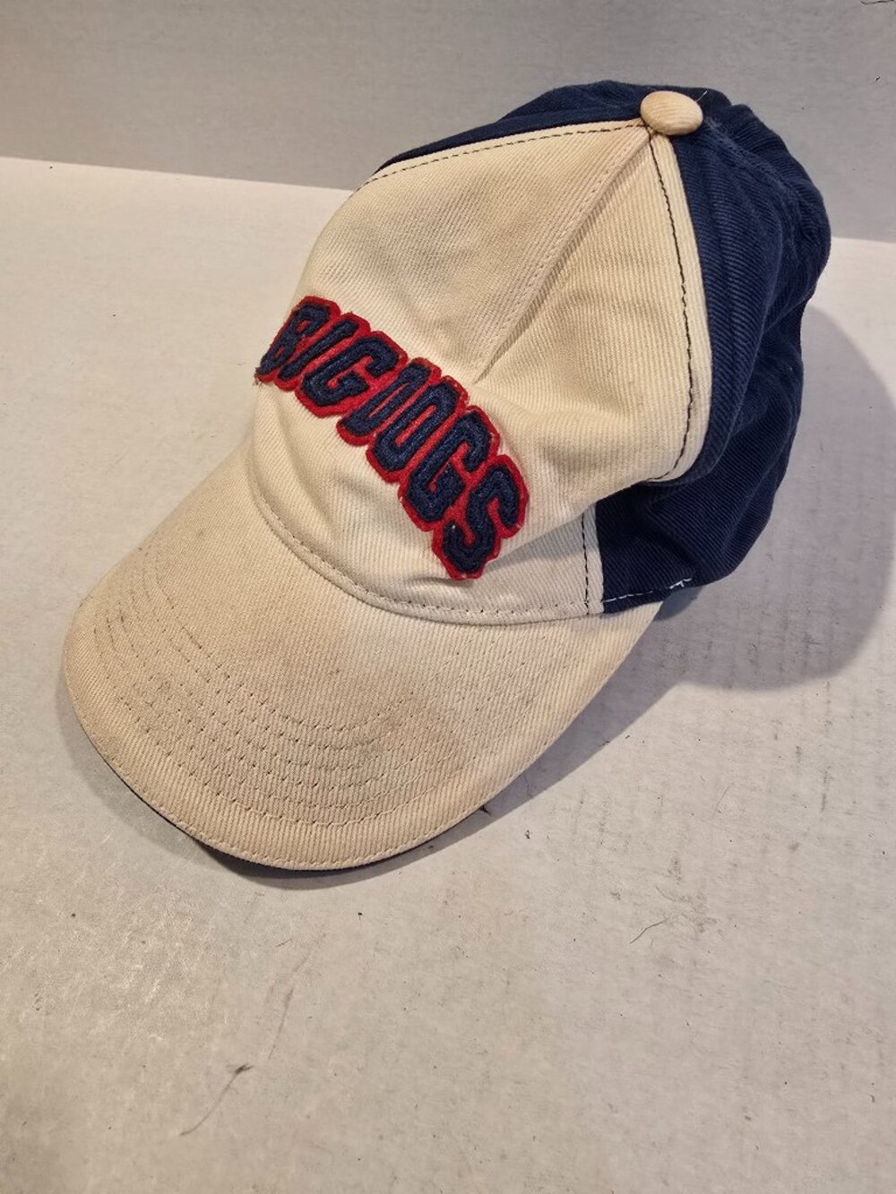 Big Dog Baseball Hat Beige Blue Red Logo Adjustable 100% Cotton